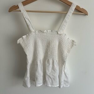 Women's White Smocked Tank Top